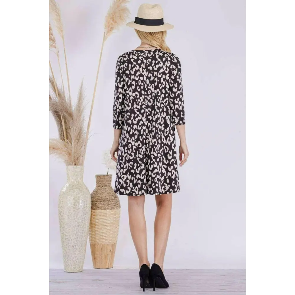 Celeste full size leopard dress in luxurious fashion for women $45.30 this stunning leopard three-quarter sleeve dress