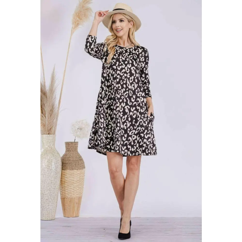 Celeste full size leopard dress in luxurious fashion for women $45.30 this stunning leopard three-quarter sleeve dress