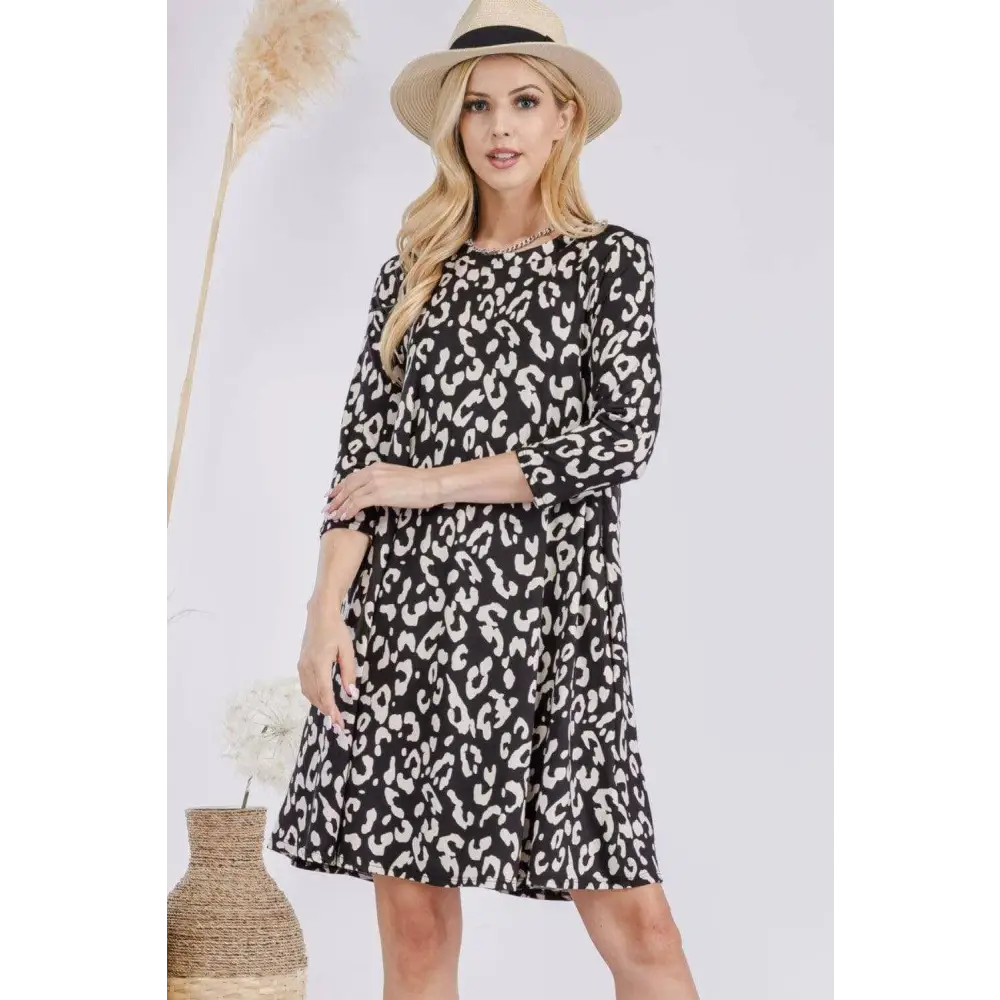 Celeste full size leopard dress in luxurious fashion for women $45.30 this stunning leopard three-quarter sleeve dress