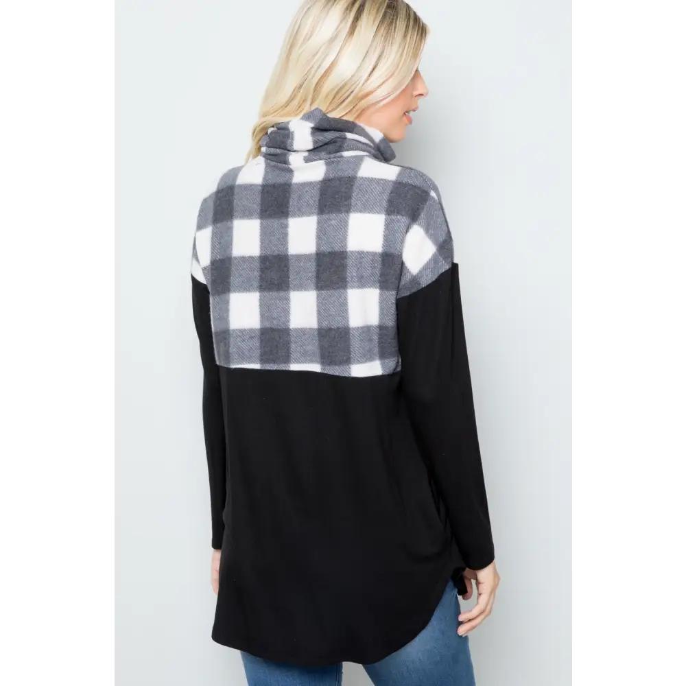 Elevate your style with timeless plaid turtleneck luxury fashion for women $20.46 introducing a pocketed plaid