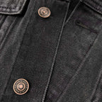 CELINE Washed Grey Denim Jacket – Casual Single-Breasted - Maven Couture Inc