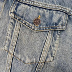 CELINE Washed Grey Denim Jacket – Casual Single-Breasted - Maven Couture Inc