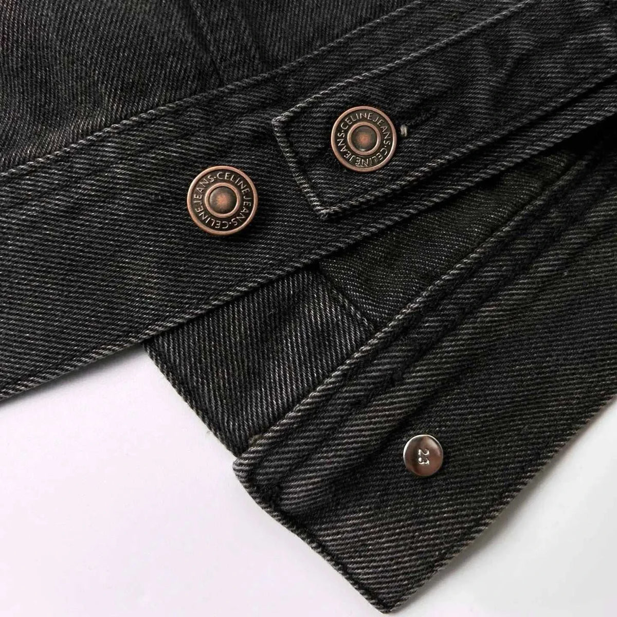 CELINE Washed Grey Denim Jacket – Casual Single-Breasted - Maven Couture Inc