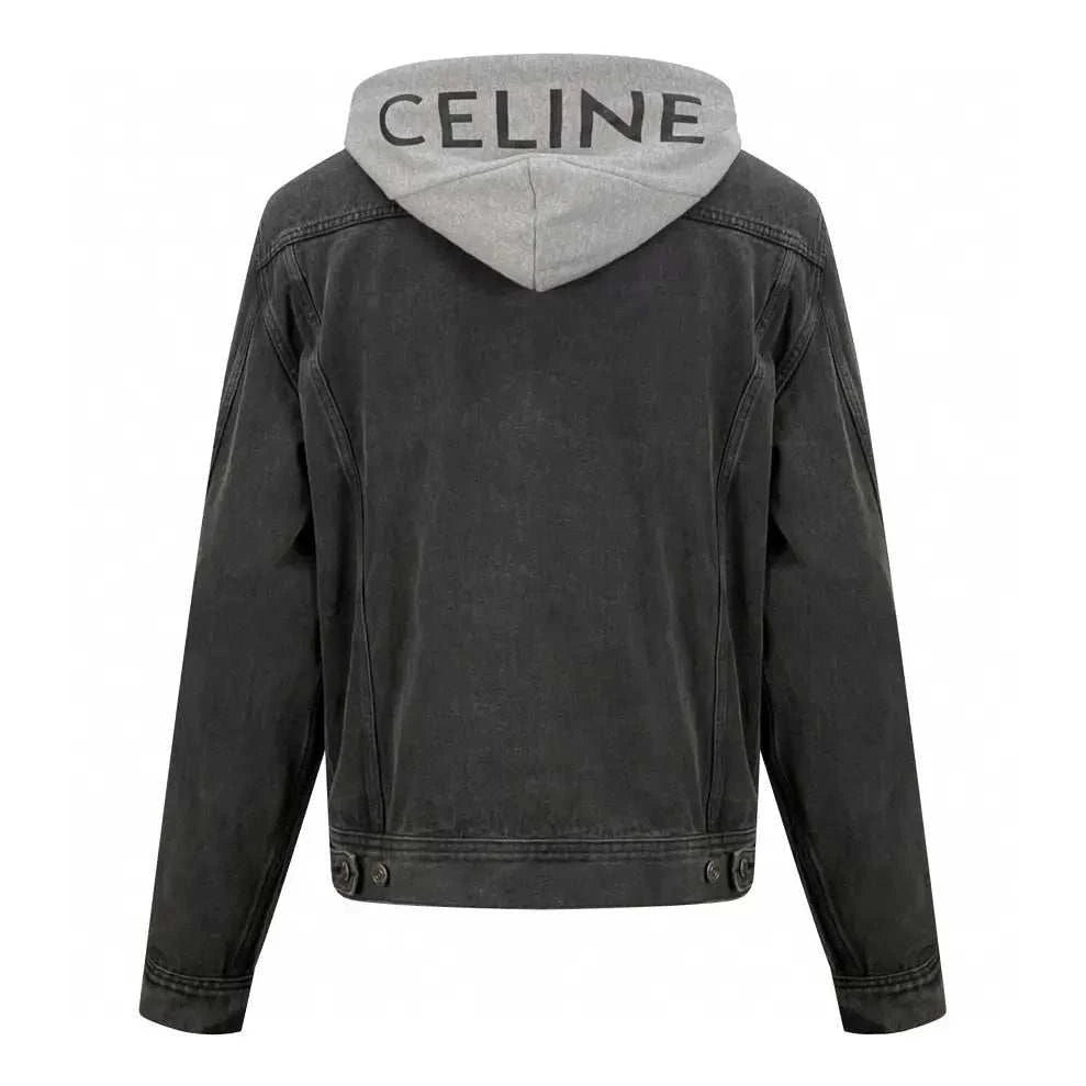 CELINE Washed Grey Denim Jacket – Casual Single-Breasted - Maven Couture Inc