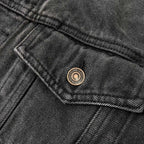 CELINE Washed Grey Denim Jacket – Casual Single-Breasted - Maven Couture Inc