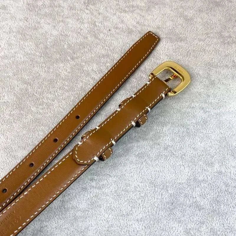 Celine Women Gold Buckle Belt 'Brown' - Maven Couture Inc