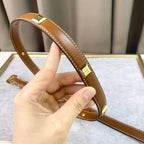 Celine Women Gold Buckle Belt 'Brown' - Maven Couture Inc