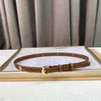 Celine Women Gold Buckle Belt 'Brown' - Maven Couture Inc
