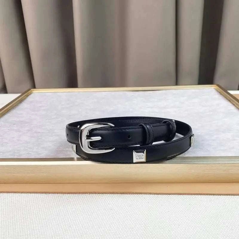 Celine Women Silver Buckle Belt 'Black' - Maven Couture Inc