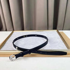 Celine Women Silver Buckle Belt 'Black' - Maven Couture Inc