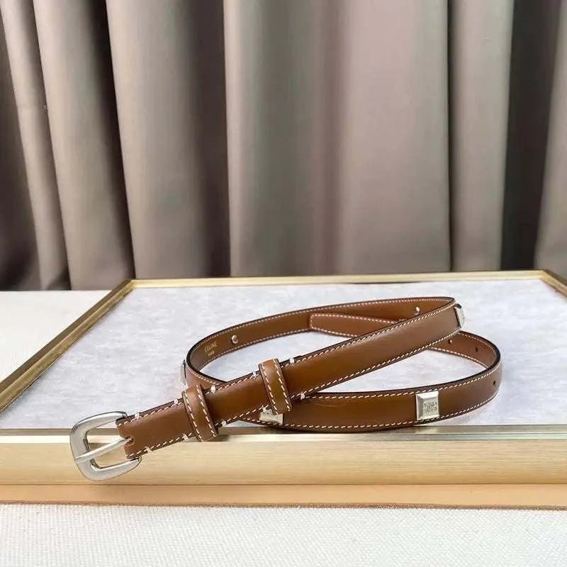 Celine Women Silver Buckle Belt 'Brown' - Maven Couture Inc