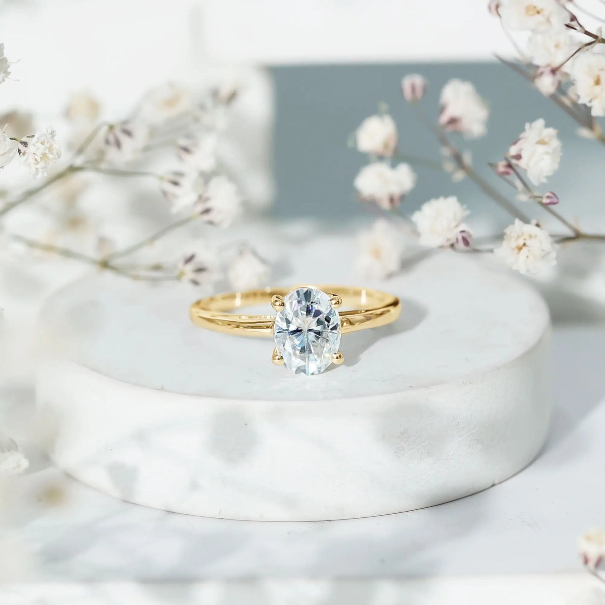 Certified 1.2 Carat Solitaire Moissanite Oval Engagement Ring