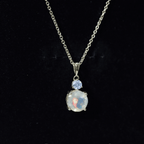 Certified 1.25 Carat Ethiopian Opal Solitaire Necklace with Moissanite