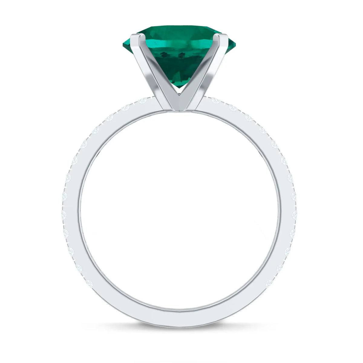 Certified 3.5 Carat Solitaire Lab Grown Emerald Engagement Ring with Diamond