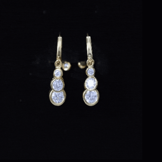 Certified Bezel Set Moissanite Hoop Dangle Earrings