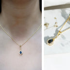 Certified Black and White Diamond Teardrop Necklace with Silver Chain