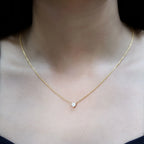 Certified Half Carat Moissanite Heart Promise Necklace with Silver Chain