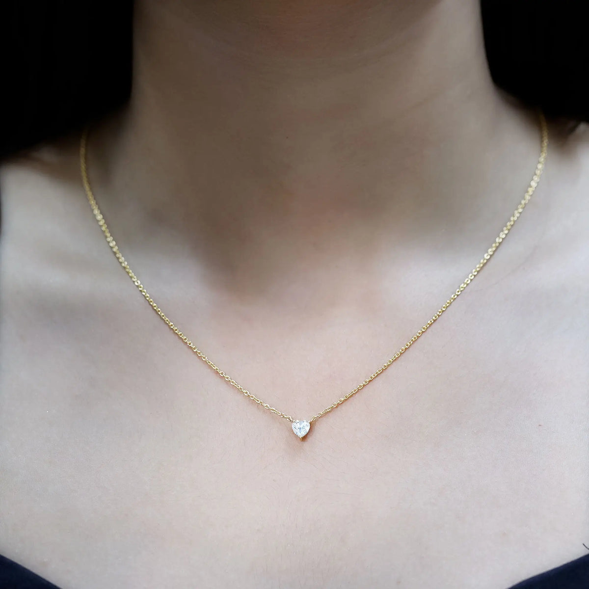 Certified Half Carat Moissanite Heart Promise Necklace with Silver Chain