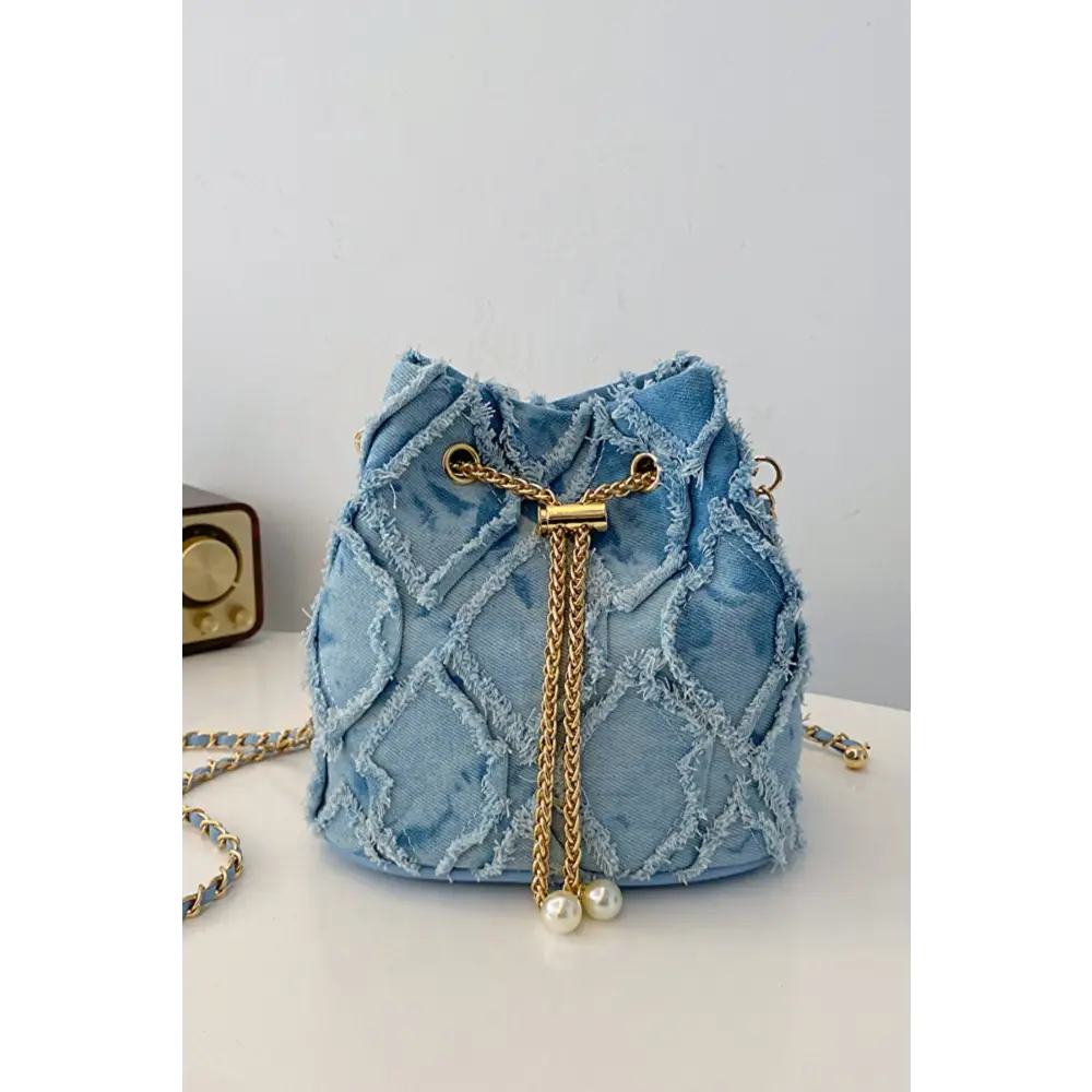 Luxury fashion for woman raw edge denim bucket bag for timeless style $36.99 bag small denim - crafted with the finest