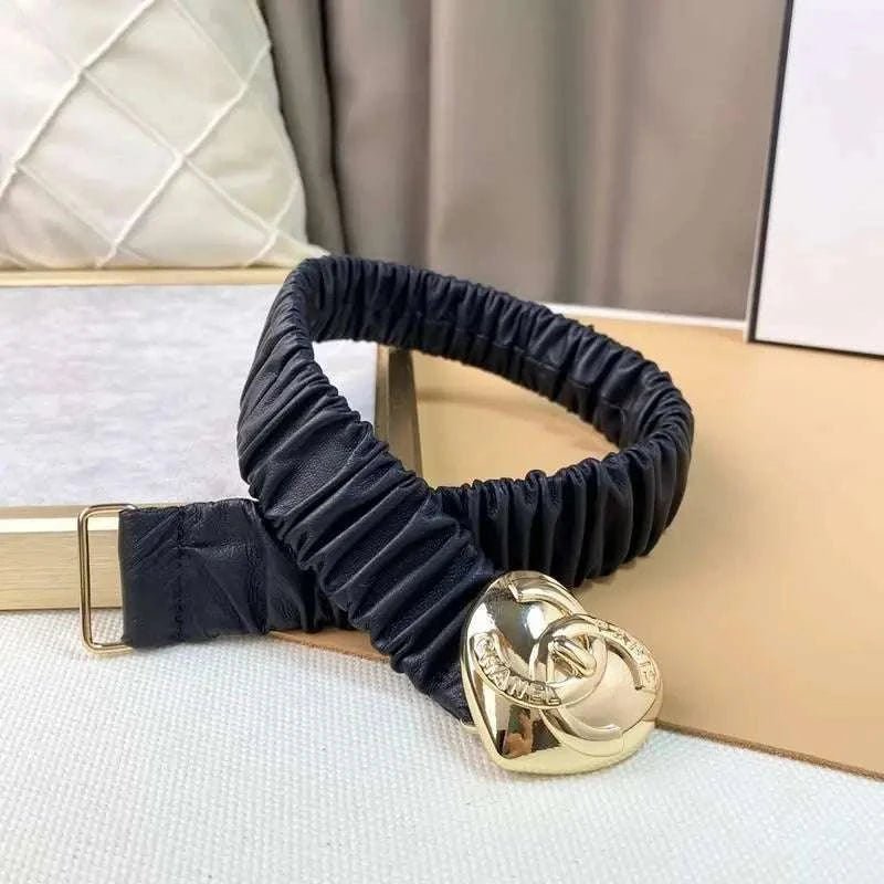 Chanel Calfskin CC Heart Coco In Love Women Belt 'Black' - Maven Couture Inc