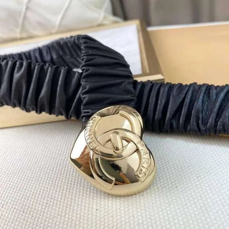 Chanel Calfskin CC Heart Coco In Love Women Belt 'Black' - Maven Couture Inc