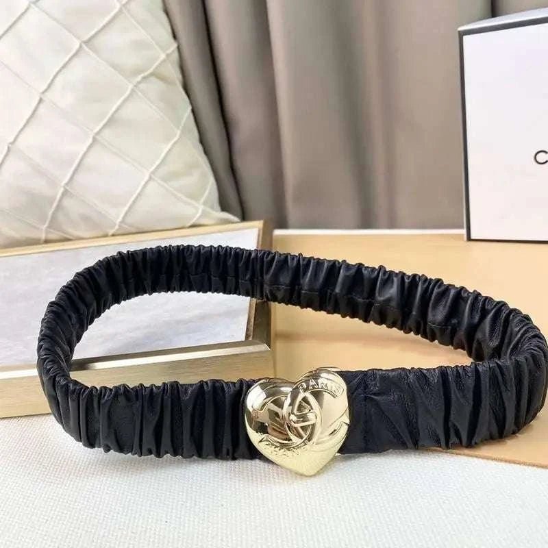 Chanel Calfskin CC Heart Coco In Love Women Belt 'Black' - Maven Couture Inc