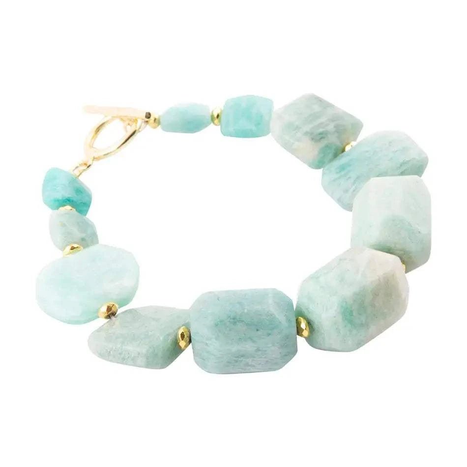 Chunky Green Amazonite Golden Toggle Bracelet - Maven Couture IncBracelets