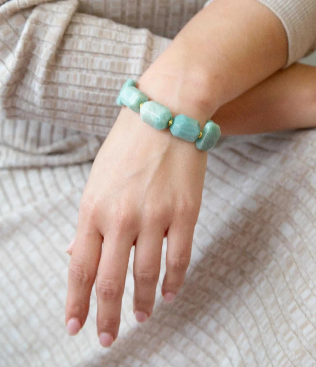 Chunky Green Amazonite Golden Toggle Bracelet - Maven Couture IncBracelets