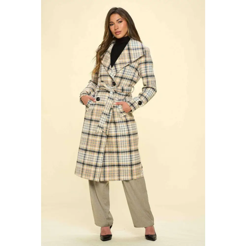 Coalition la timeless plaid coat for luxury fashion for women $78.88 stay on-trend this season with the double-breasted