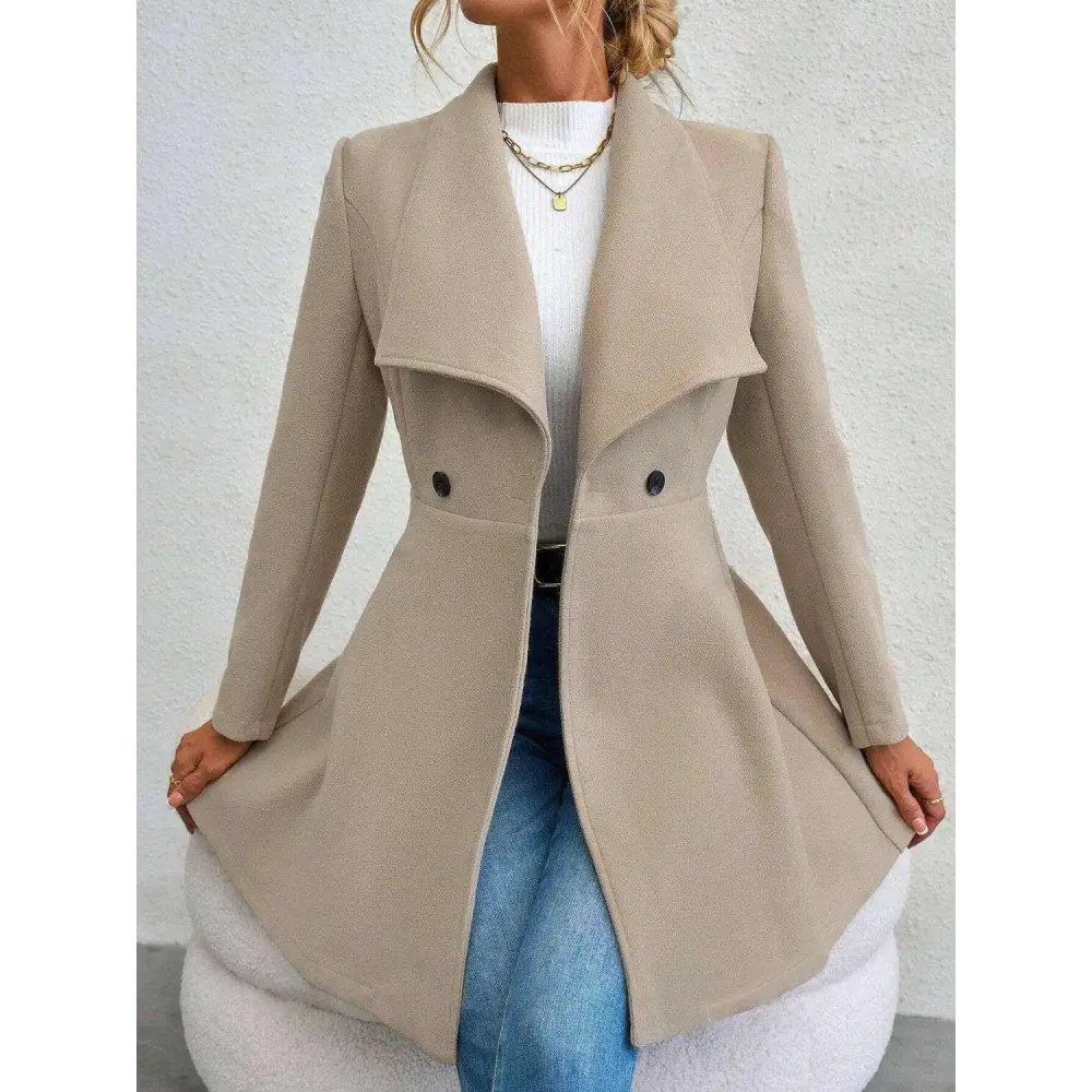 Timeless luxury fashion for women with the elegant collared neck coat $42.88 immerse yourself in a delightful basic