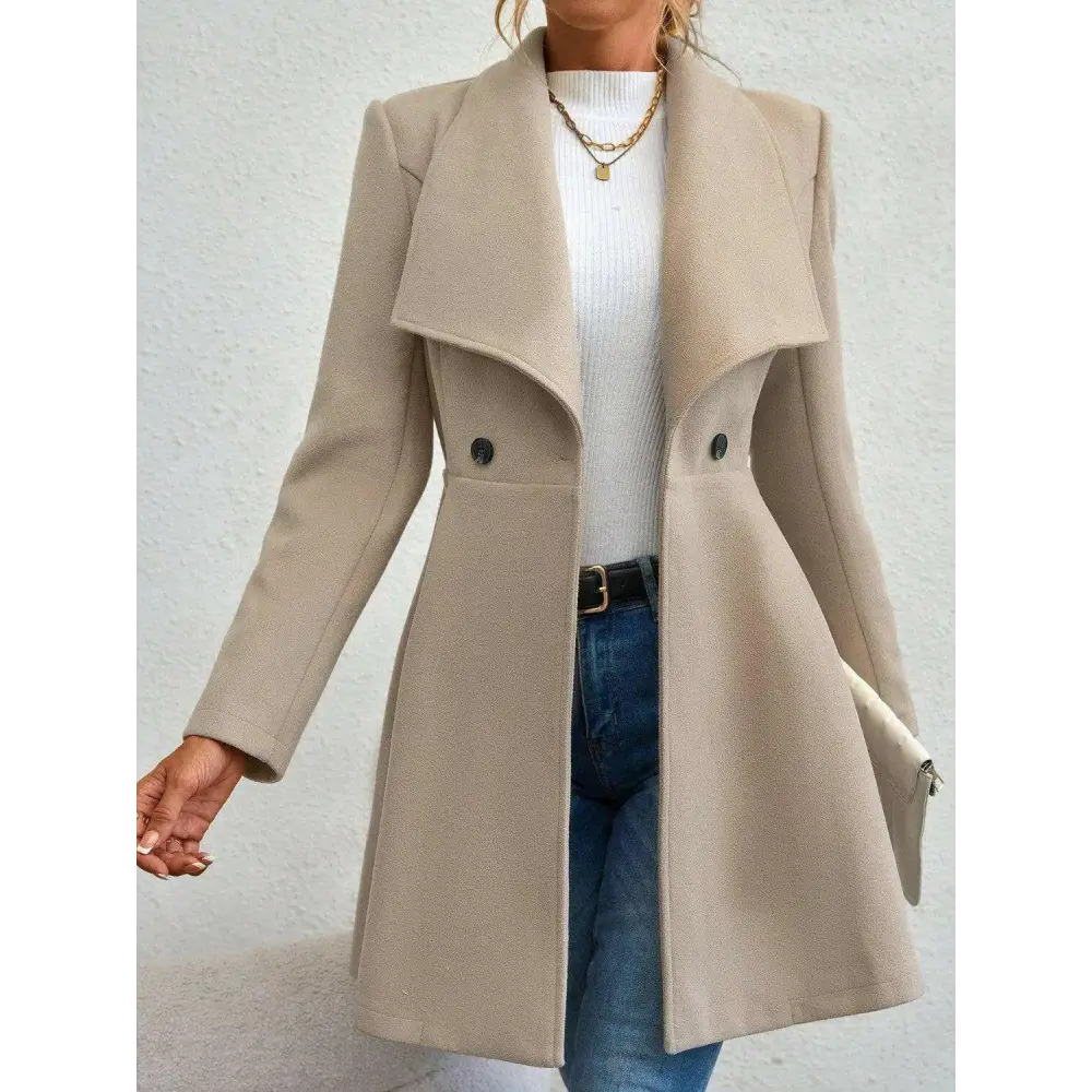 Timeless luxury fashion for women with the elegant collared neck coat $42.88 immerse yourself in a delightful basic