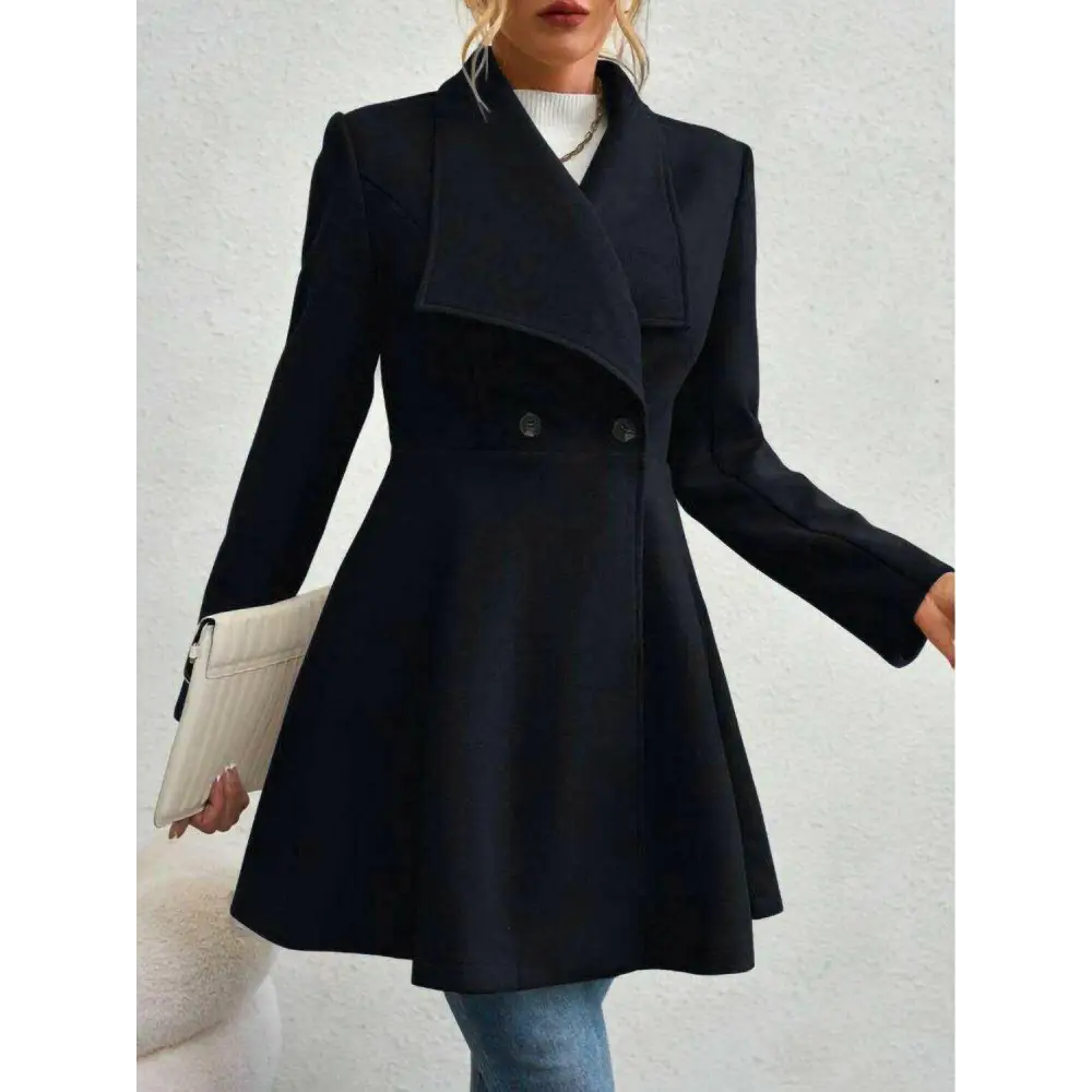 Timeless luxury fashion for women with the elegant collared neck coat $42.88 immerse yourself in a delightful basic