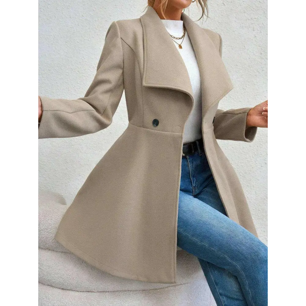 Timeless luxury fashion for women with the elegant collared neck coat $42.88 immerse yourself in a delightful basic