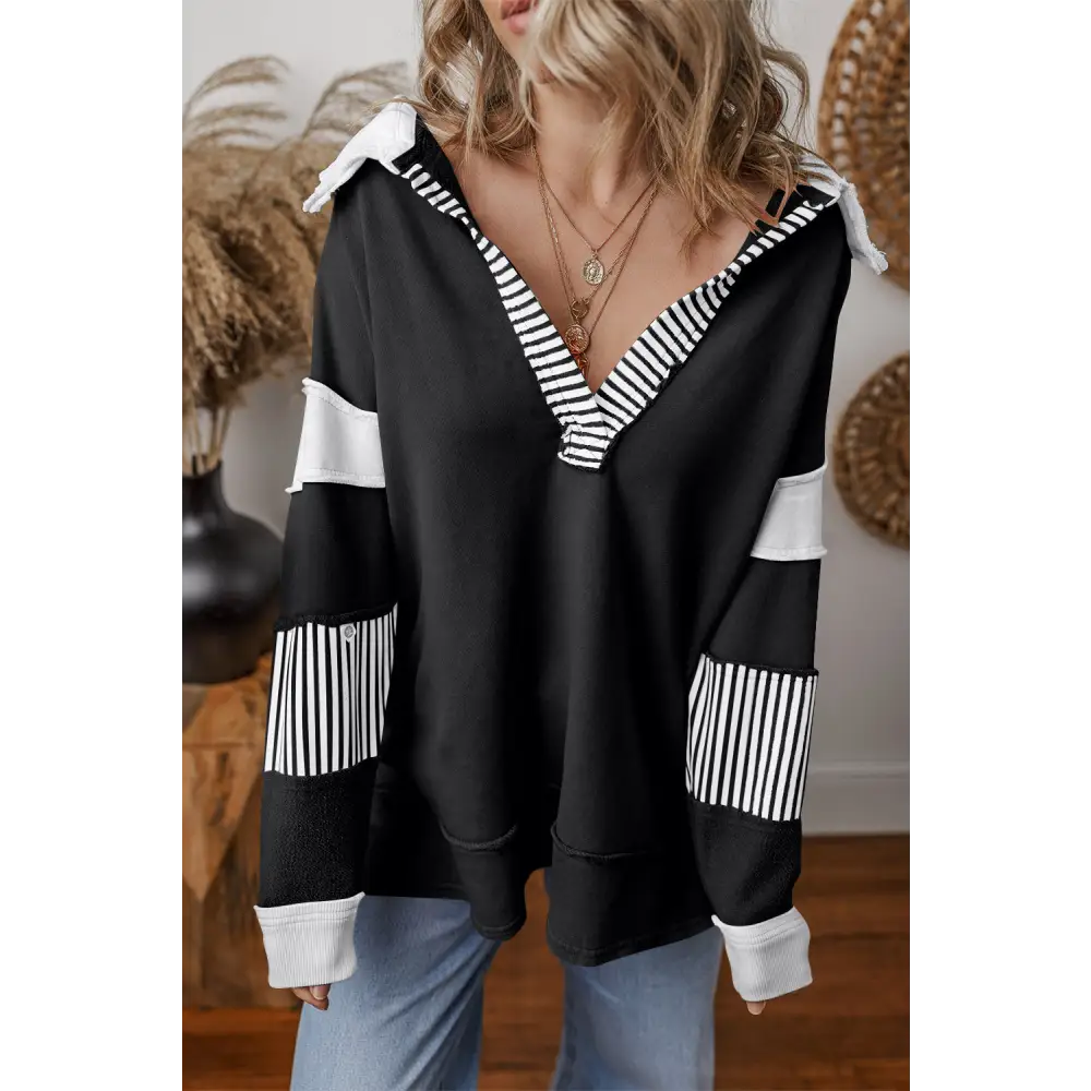 Collared neck long sleeve sweatshirt in timeless luxury fashion for women $47.99 indulge in the elegance of a basic