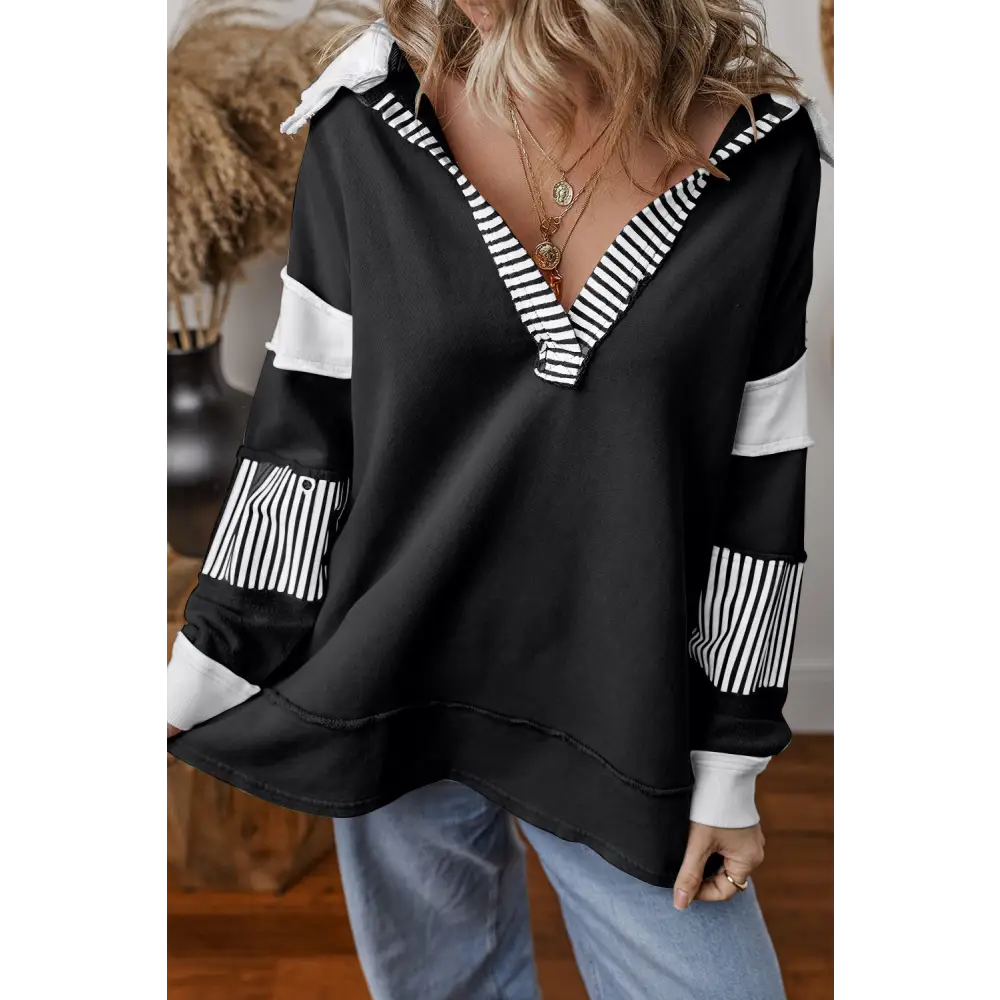 Collared neck long sleeve sweatshirt in timeless luxury fashion for women $47.99 indulge in the elegance of a basic