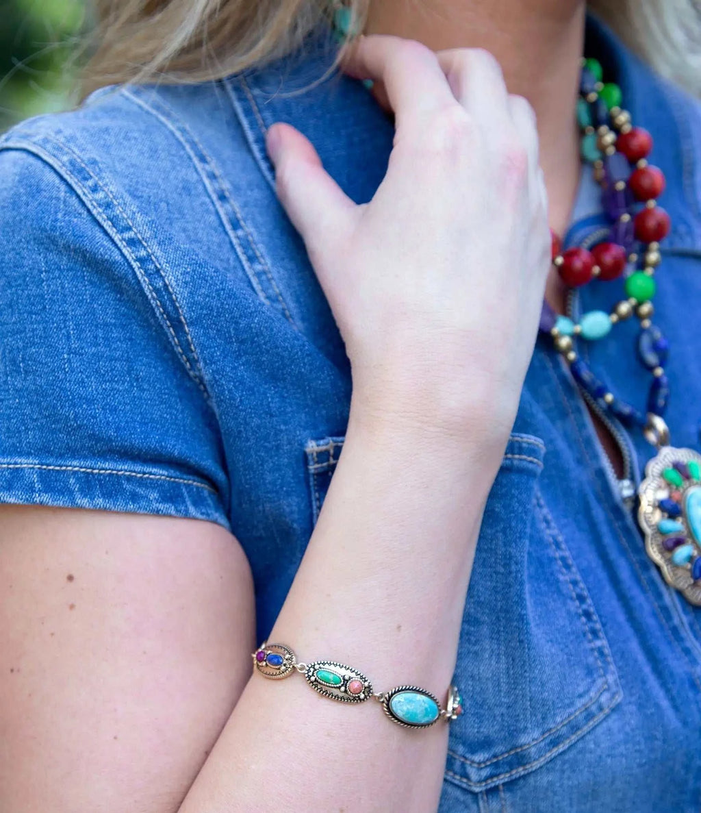 Concho Colorful Golden Link Bracelet - Maven Couture IncBracelets