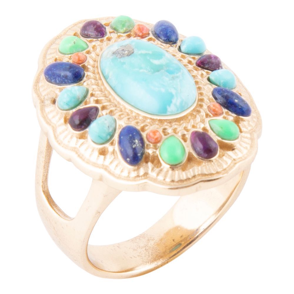 Concho Colorful Golden Statement Ring - Maven Couture IncRings