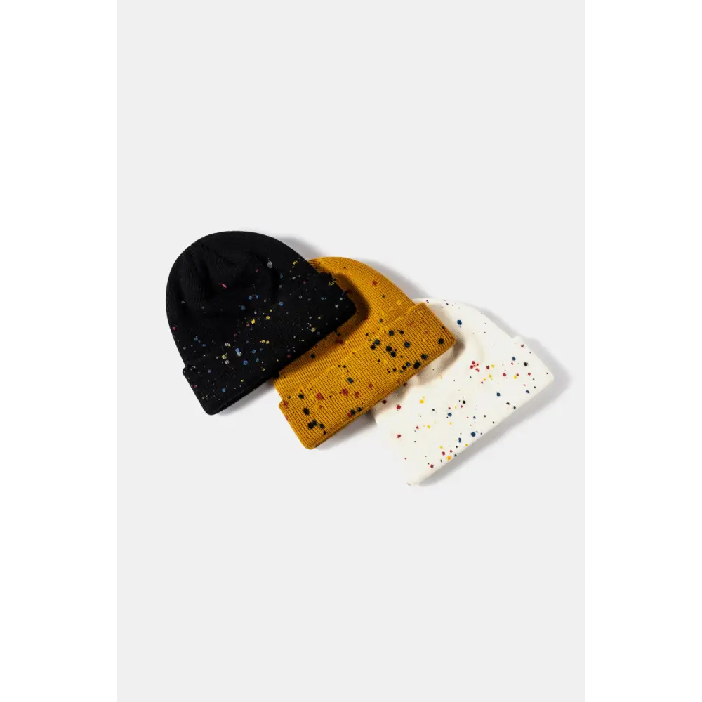 Confetti rib-knit cuff beanie redefines luxury fashion for women $14.99 picture flat lay beanie pattern confetti 100%