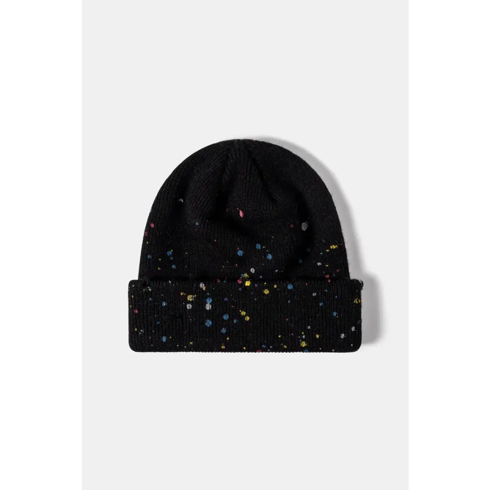 Confetti rib-knit cuff beanie redefines luxury fashion for women $14.99 picture flat lay beanie pattern confetti 100%