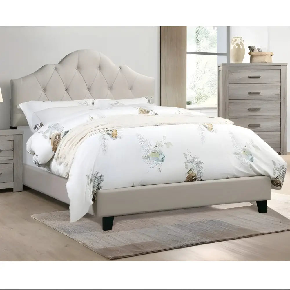 Elevate your bedroom with a luxurious light brown queen size bed $599 furniture specification product information item