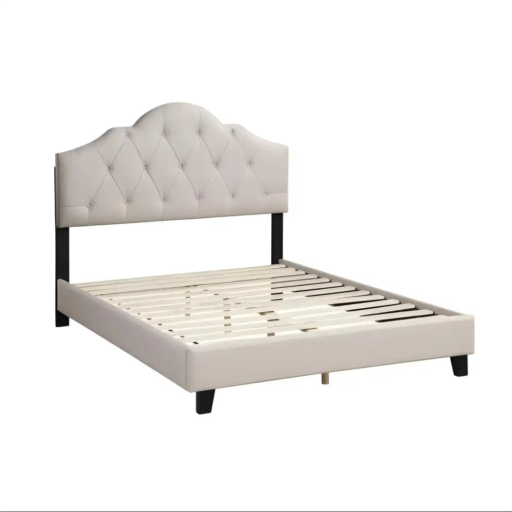 Elevate your bedroom with a luxurious light brown queen size bed $599 furniture specification product information item