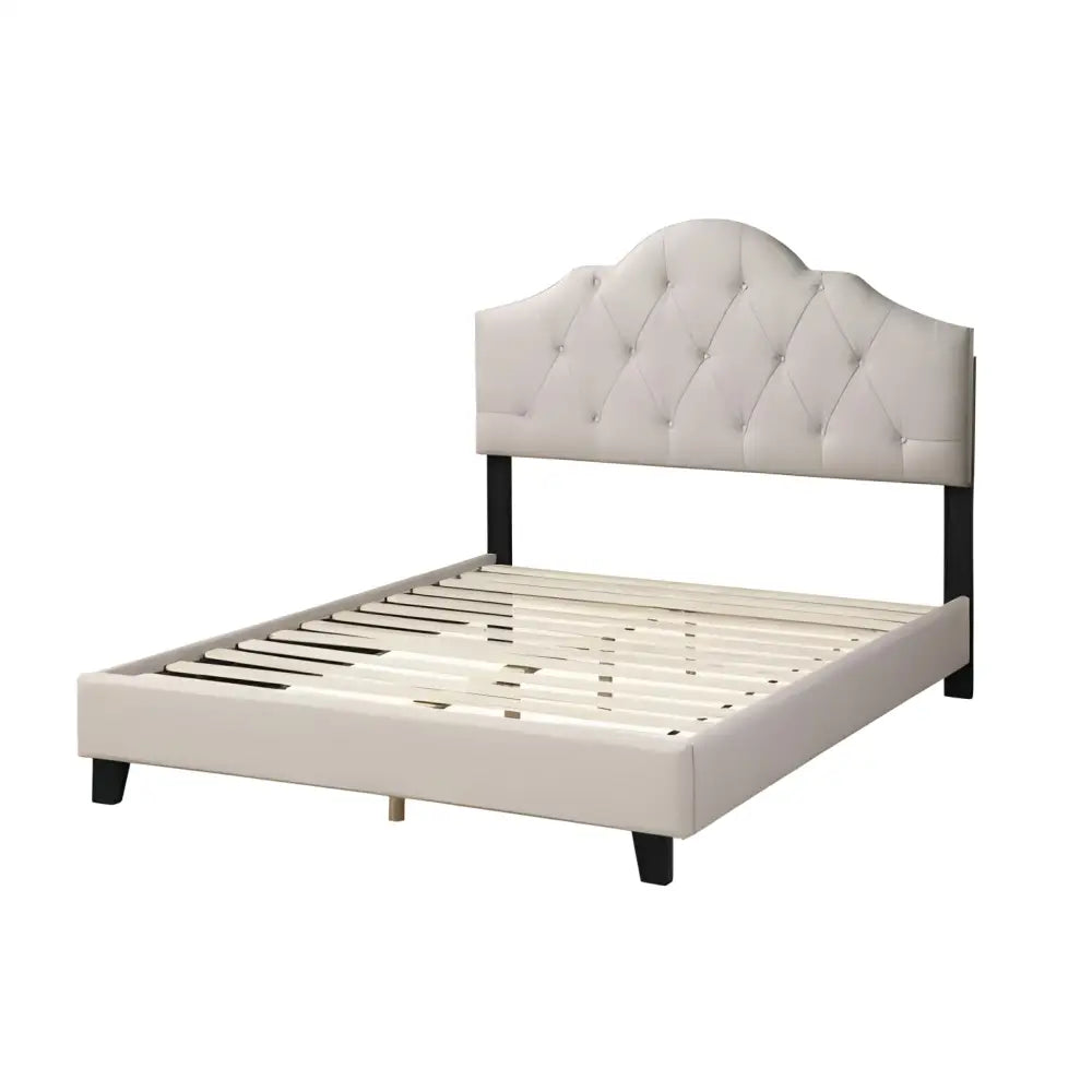 Elevate your bedroom with a luxurious light brown queen size bed $599 furniture specification product information item