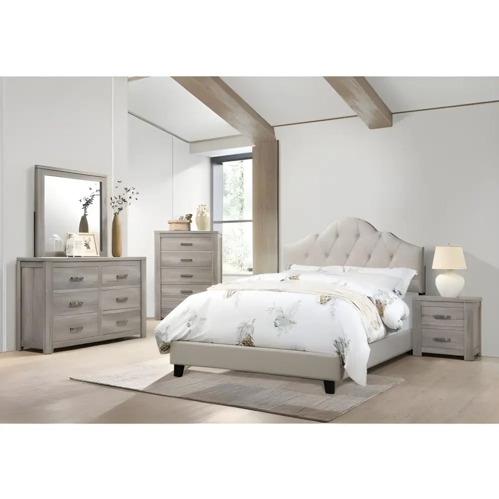 Elevate your bedroom with a luxurious light brown queen size bed $599 furniture specification product information item