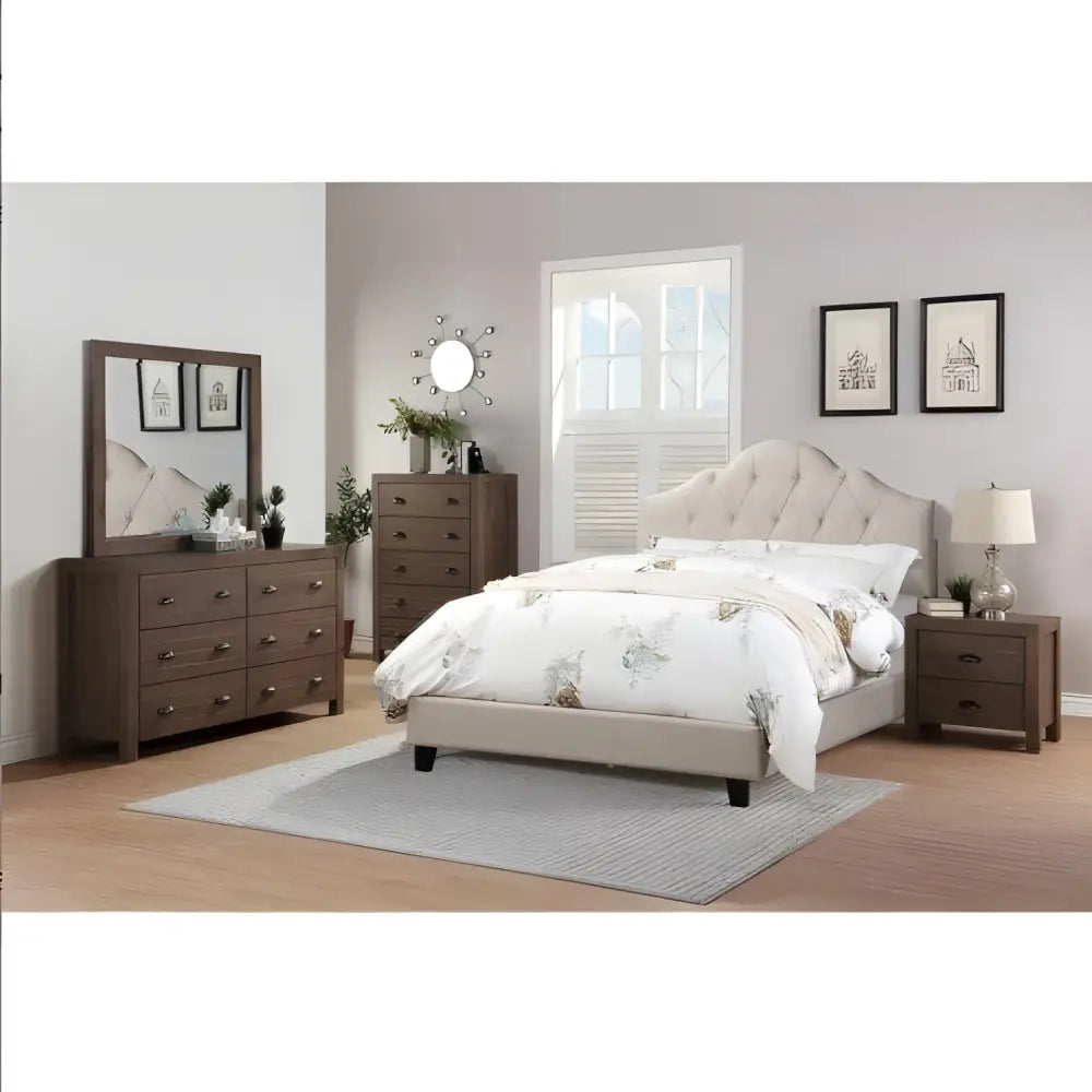 Elevate your bedroom with a luxurious light brown queen size bed $599 furniture specification product information item