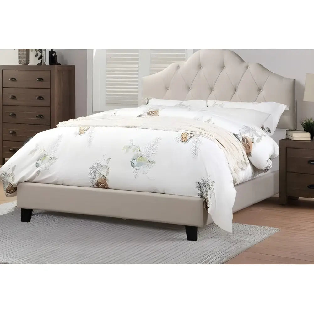 Elevate your bedroom with a luxurious light brown queen size bed $599 furniture specification product information item