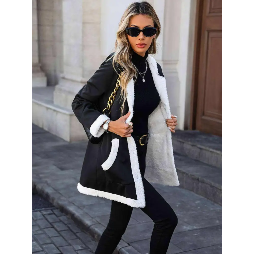 Luxury fashion for women with the trendy contrast button hooded coat $49.82 pocketed for convenience and style normal,