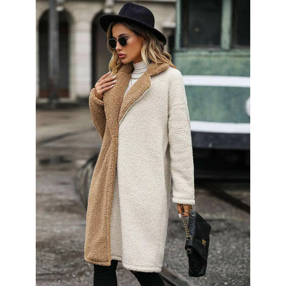 Indulge in luxury fashion for women with the contrast dropped shoulder coat $39 sophisticated and basic style normal,