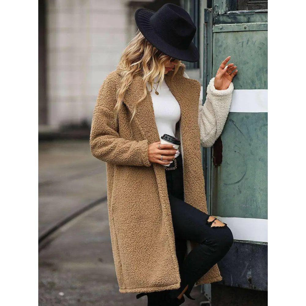 Indulge in luxury fashion for women with the contrast dropped shoulder coat $39 sophisticated and basic style normal,