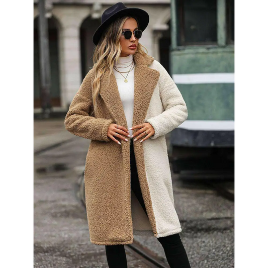 Indulge in luxury fashion for women with the contrast dropped shoulder coat $39 sophisticated and basic style normal,