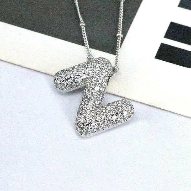 Exclusive copper inlaid zircon pendant necklace for luxury fashion $10 1-piece platinum-plated, copper, zircon care